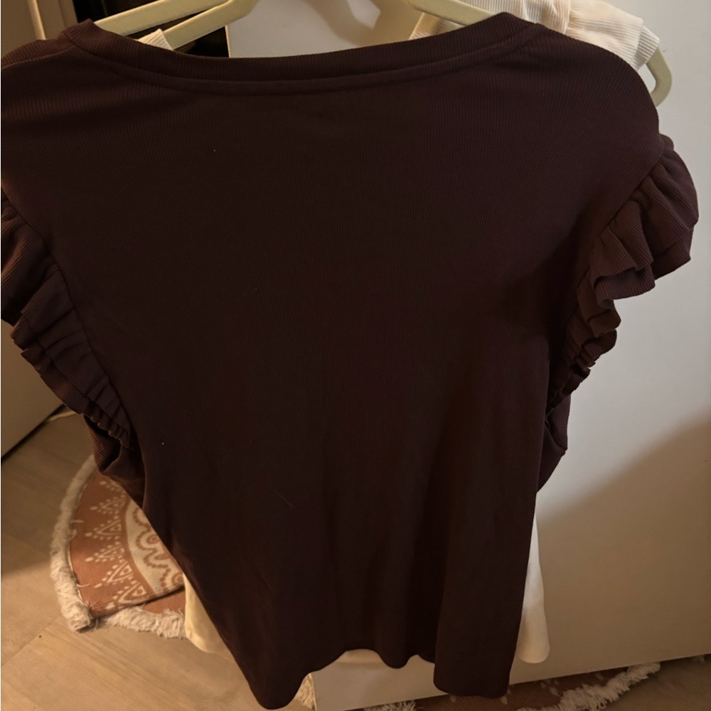Dark Maroon Ruffle Sleeve Top - Picture 4 of 4